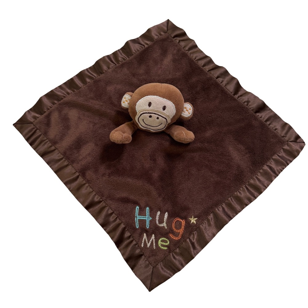 Circo Target Security Blanket Brown Monkey Hug Me Satin Trim Plush Lovey